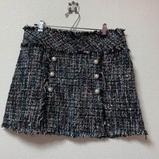 ザラ(ZARA)のZARA スカート　スパンコール　ツイード　パール　黒　ブラックツィード　(ミニスカート)