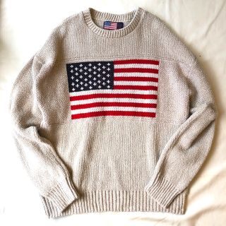 ポロラルフローレン(POLO RALPH LAUREN)の古着 MADE IN USA 星条旗 コットンセーター(ニット/セーター)