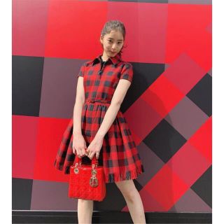 Christian Dior - DIOR チェック レッド ワンピース ドレス 34の通販