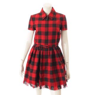 Christian Dior - DIOR チェック レッド ワンピース ドレス 34の通販