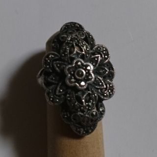 925 銀製 シルバー リング 指輪 アクセサリー マーカサイト きらきら 宝石(リング(指輪))