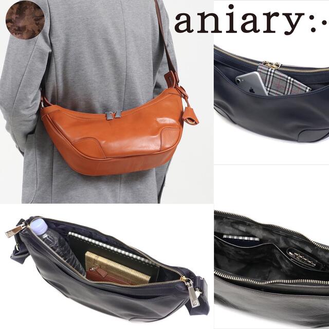 aniary - aniary レザー ショルダーバッグ バルケッタ ダークオレンジ