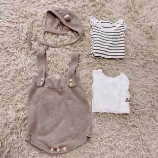 ベビーギャップ(babyGAP)のニット ロンパース ボンネット セット(ロンパース)