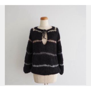 アクネ(ACNE)のmaiami ボーダーニット　black(ニット/セーター)