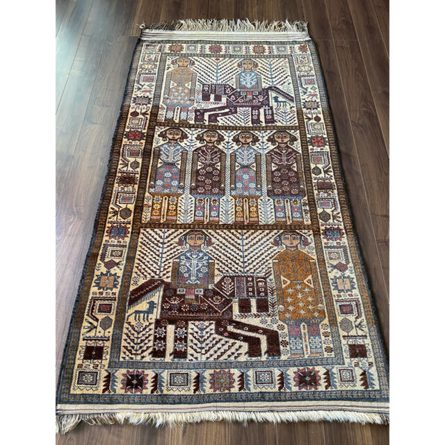 アンティーク バルーチ族 トライバルラグ ペルシャ絨毯 203×111cmの