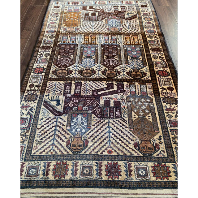 アンティーク バルーチ族 トライバルラグ ペルシャ絨毯 203×111cmの