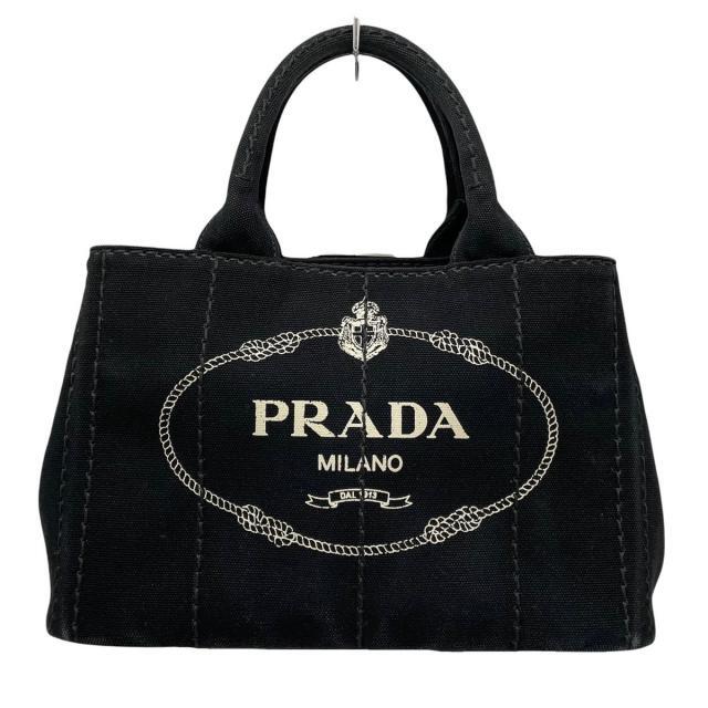 内ポケットPRADA(プラダ) トートバッグ CANAPA 黒×白