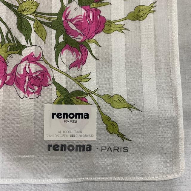 RENOMA(レノマ)のレノマ　大判　ハンカチ　ホワイト花柄　未使用品　#1352 レディースのファッション小物(ハンカチ)の商品写真