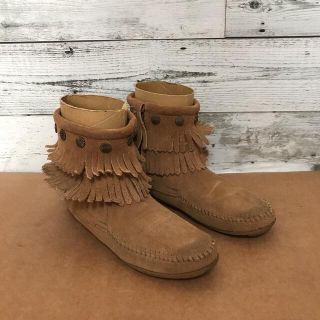 ミネトンカ(Minnetonka)のMINNETONKA DOUBLE FRINGE SIDE ZIP 7(24)(ブーツ)