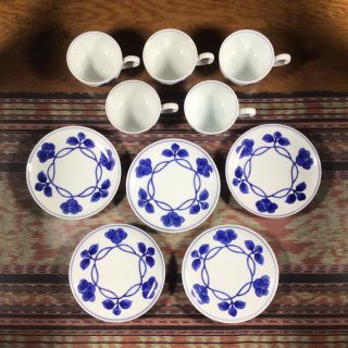 たち吉 青嵐 『藍の花』 カップ&ソーサー 5客