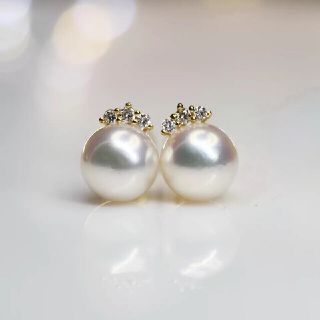 高級】天然あこや真珠 ピアス8-8.5mm k18の通販 by 天然ダイヤモンド