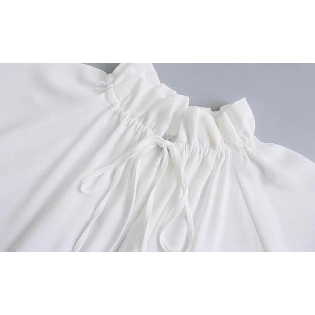 ZARA(ザラ)の🎄12月新作🎅7095◆white ホワイト ハイネック ブラウス レディースのトップス(シャツ/ブラウス(長袖/七分))の商品写真