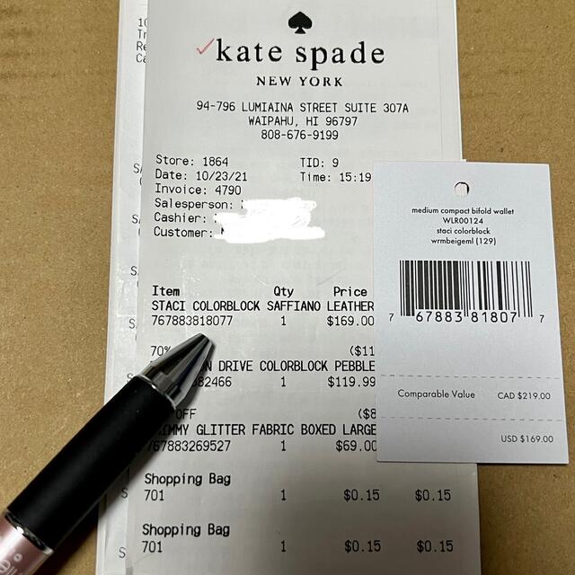 Kate spade 二つ折り財布ミディアム コンパクトバイフォールドウォレット 6