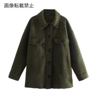 ザラ(ZARA)の🎄12月新作🎅7108◆khaki カーキ シャツジャケット コート(ノーカラージャケット)