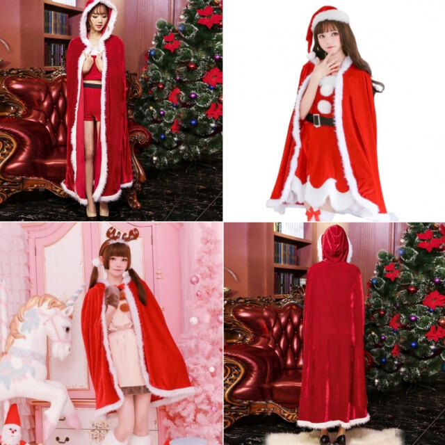 サンタクロース マント L 大人 レディース メンズ クリスマス コスプレ レディースのジャケット/アウター(ロングコート)の商品写真
