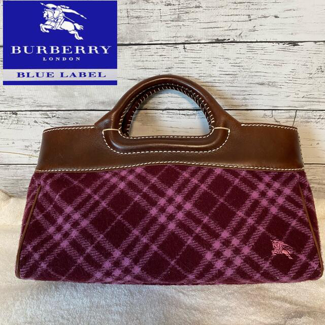 BURBERRY BLUE LABEL(バーバリーブルーレーベル)の【良品】BURBERRY BLUE LABEL ノバチェック　ウールハンドバッグ レディースのバッグ(ハンドバッグ)の商品写真