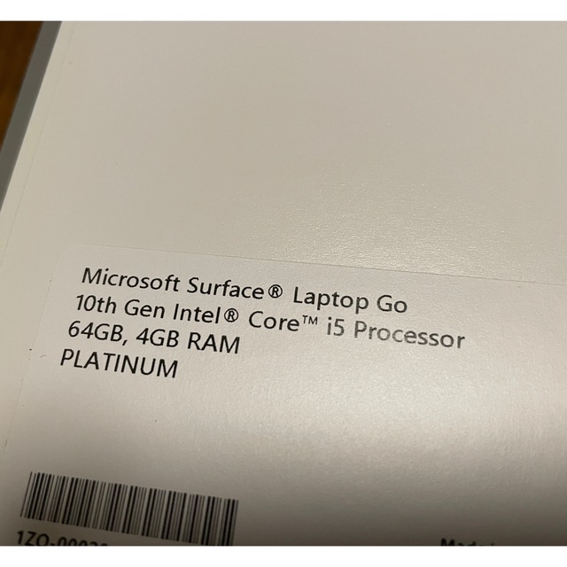 Surface Laptop Go　Core-i5/4GB/64GB 2