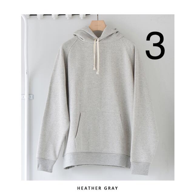 comoli 21AW コットン吊裏毛パーカー HEATHER GRAY 3メンズ