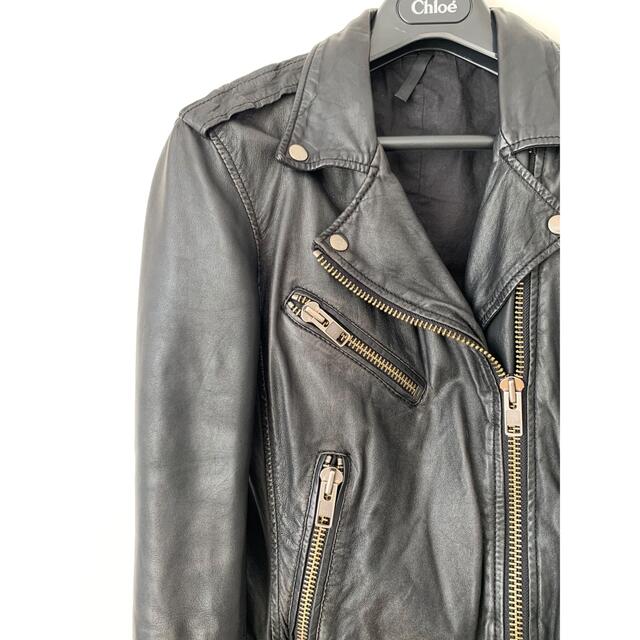 TOPSHOP - TOPSHOP boutique 本革ダブルライダースジャケット 黒の通販