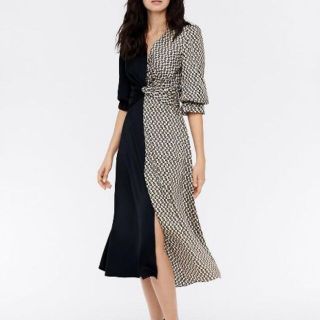 ダイアンフォンファステンバーグ(DIANE von FURSTENBERG)の新品US2号DVFミシェルシルククレープデシンミディドレスヴィンテージロゴドレス(ロングワンピース/マキシワンピース)