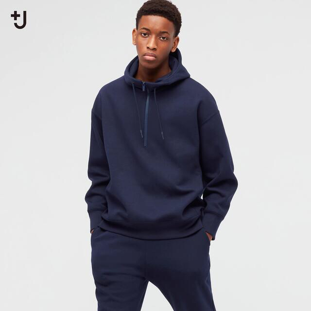 UNIQLO ＋Jドライスウェットハーフジップパーカー ユニクロ ブラック XL-