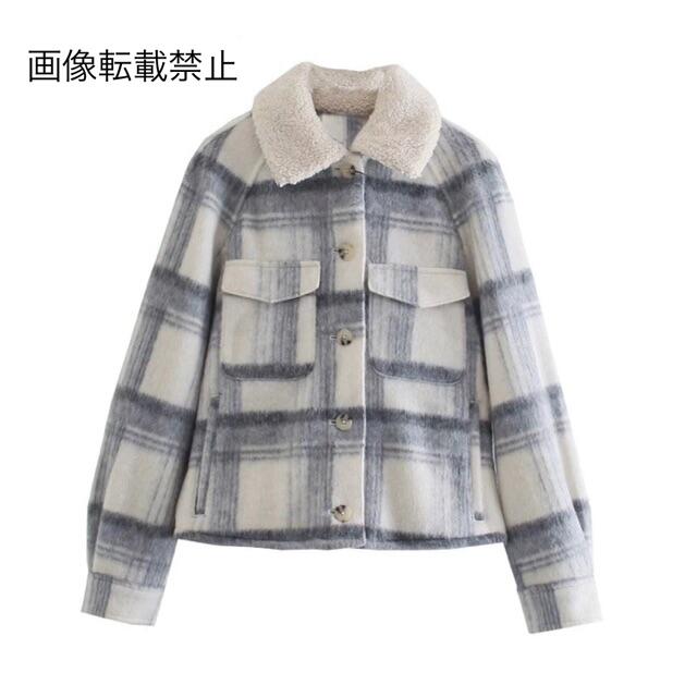 ZARA - 🎄12月新作🎅7116◇ボア襟 チェック柄 ジャケット コート ZARA - 🎄12月新作🎅7116◇ボア襟 チェック柄 ジャケット コート