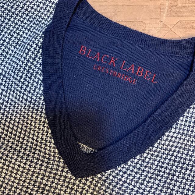 BLACK LABEL CRESTBRIDGE(ブラックレーベルクレストブリッジ)の【美品 】ブラックレーベルクレストビレッジ ☆ニットセーター 紺の千鳥格子 メンズのトップス(ニット/セーター)の商品写真
