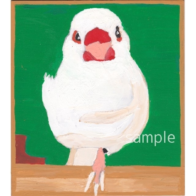 白文鳥 手描き 絵画 イラスト オリジナル 原画 色紙 ガッシュ 141 の通販 By China555 S Shop ラクマ