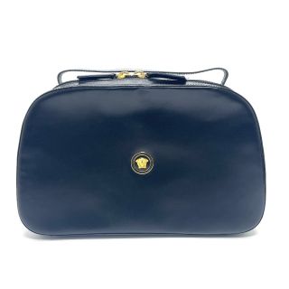 ヴェルサーチ(VERSACE)のヴェルサーチ VERSACE メデューサ バニティ型 ハンドバッグ レザー ブラック×ゴールド金具(ハンドバッグ)