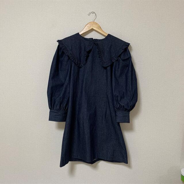 ミニワンピース SNIDEL - frill big collar denim one-piece