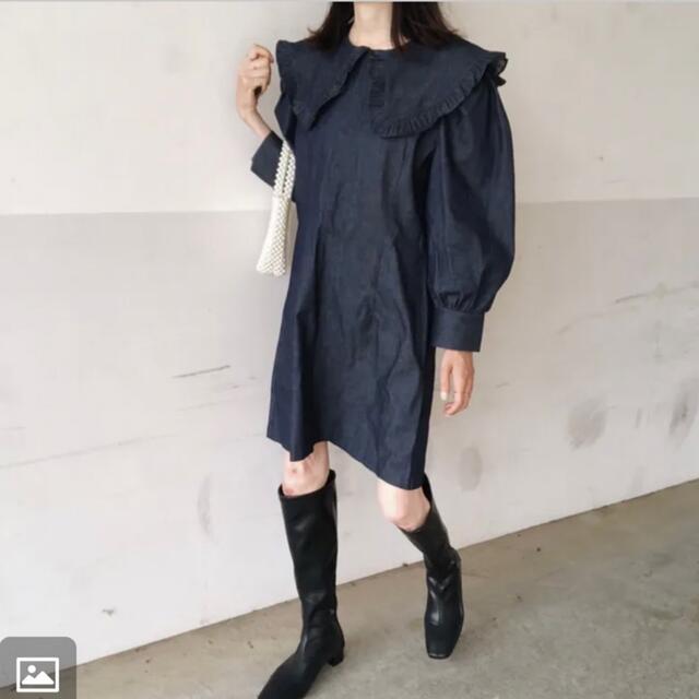 SNIDEL(スナイデル)のfrill big collar denim one-piece レディースのワンピース(ミニワンピース)の商品写真