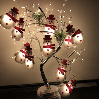 雪だるま クリスマスツリー LED ライト  イルミネーション オーナメント(蛍光灯/電球)