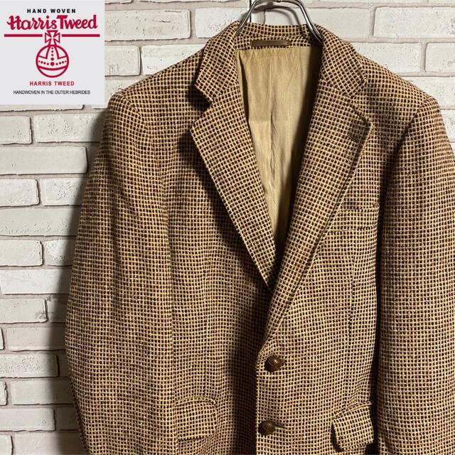 Harris Tweed - 90s 古着 ハリスツイード テーラードジャケット くるみ