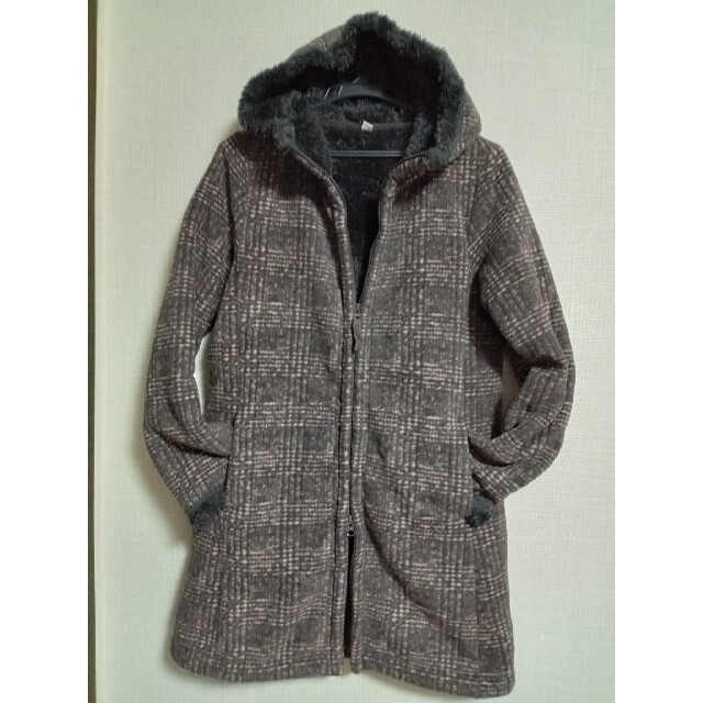UNIQLO(ユニクロ)の美品❤️ユニクロ レディースフード付き内ボア防寒コート茶 M レディースのジャケット/アウター(ロングコート)の商品写真