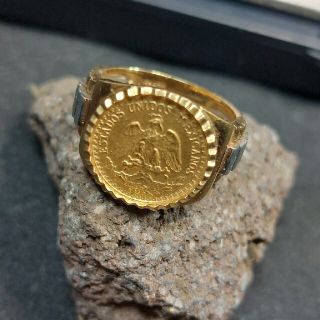 21.6金コイン入りリング メキシコ ペソ 金貨 ゴールドリングの通販 ...