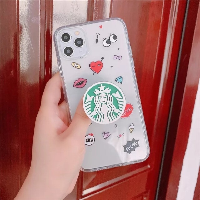 スマホグリップ★ポップアップスタンド★スタバ★グリーン スマホ/家電/カメラのスマホアクセサリー(その他)の商品写真