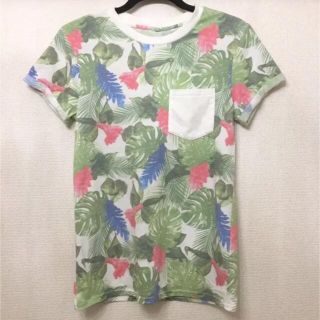 エイチアンドエム(H&M)のH&M ボタニカル Tシャツ グレー トロピカル 半袖(Tシャツ/カットソー(半袖/袖なし))