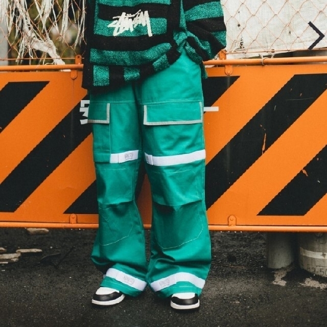 9090 Reflector Line Balloon Pants(グリーン) メンズのパンツ(ワークパンツ/カーゴパンツ)の商品写真