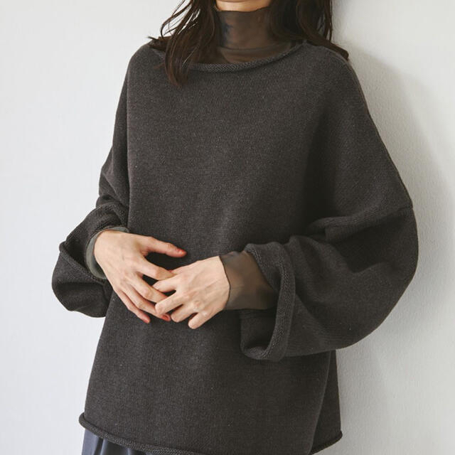 ★新品★TODAYFUL Boatneck Over Knit チャコールグレー