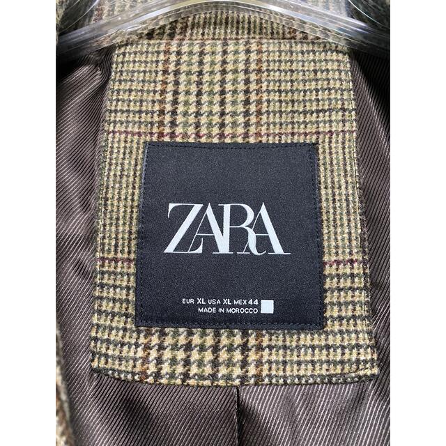 ZARA(ザラ)のZARA チェック柄チェスターロングコート メンズのジャケット/アウター(チェスターコート)の商品写真