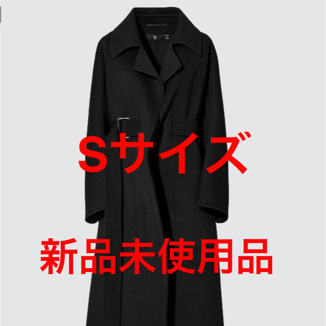 【美品】大人気 ユニクロ +J カシミヤブレンドラップロングコート L ブラック