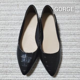 ゴージ(GORGE)の24cm 24.5cm GORGE パンプス ヒール フラットシューズ ブラック(ハイヒール/パンプス)