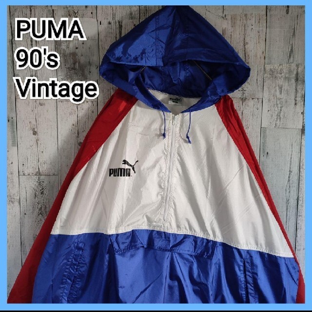 PUMA(プーマ)の90's  PUMA ヒットユニオン ナイロンジャケット マルチカラー デカロゴ メンズのジャケット/アウター(ナイロンジャケット)の商品写真