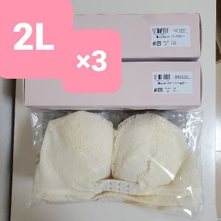 【値下げ中】ルルクシェル くつろぎ育乳ブラ 2L アイボリー 3枚セット(ブラ)