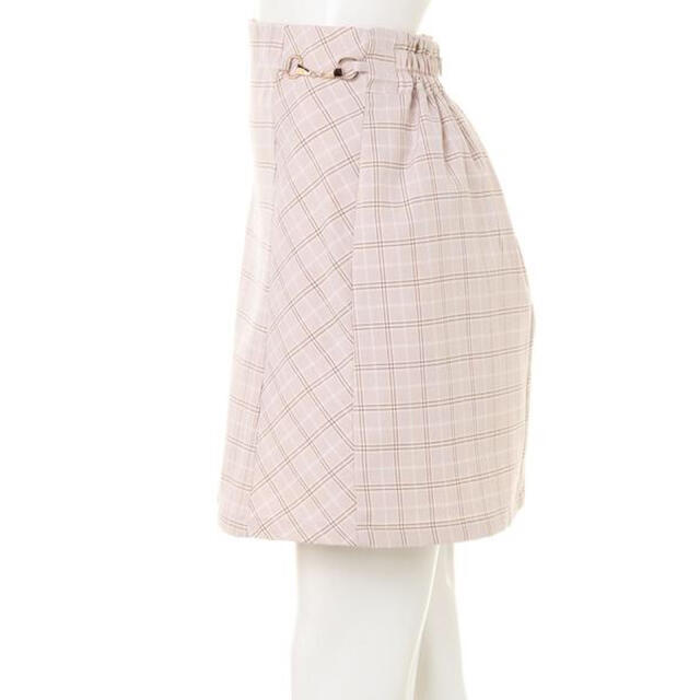 allamanda(アラマンダ)のallamanda ビット付きチェック台形スカート ピンク レディースのスカート(ひざ丈スカート)の商品写真