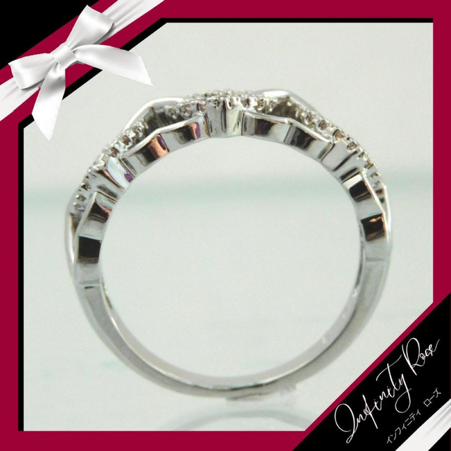 （1043）16号　シルバー　心を繋ぐハートリングスワロフスキークリスタル　指輪 レディースのアクセサリー(リング(指輪))の商品写真