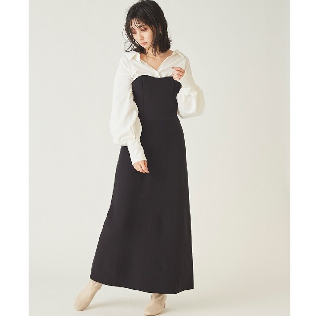 SNIDEL - SNIDEL オーバーシャツ ドッキングニット ワンピース SNIDEL - SNIDEL オーバーシャツ ドッキングニット ワンピース