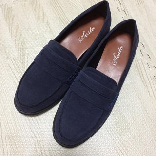 【未使用】スエード ローファー ネイビー M (ローファー/革靴)