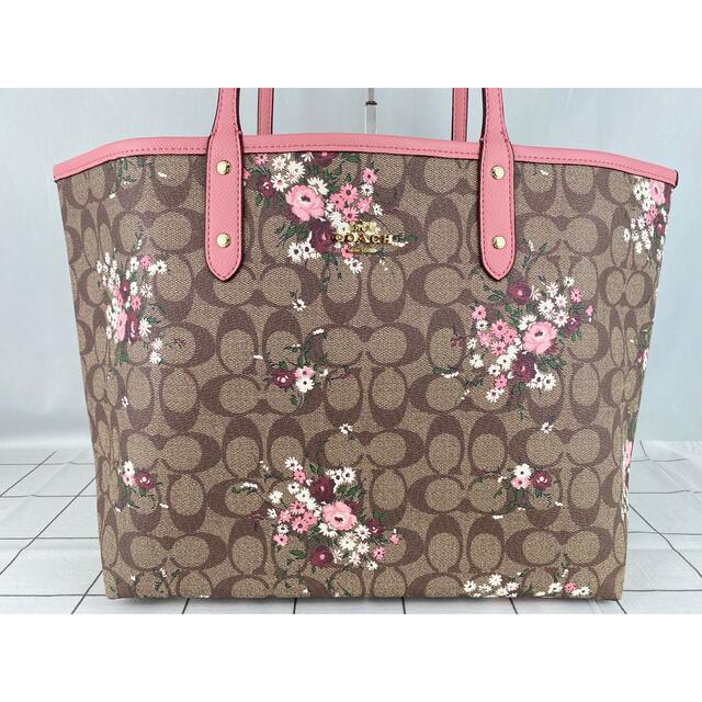 【極美品】コーチ COACH リバーシブル トートバッグ 花柄 ブラック