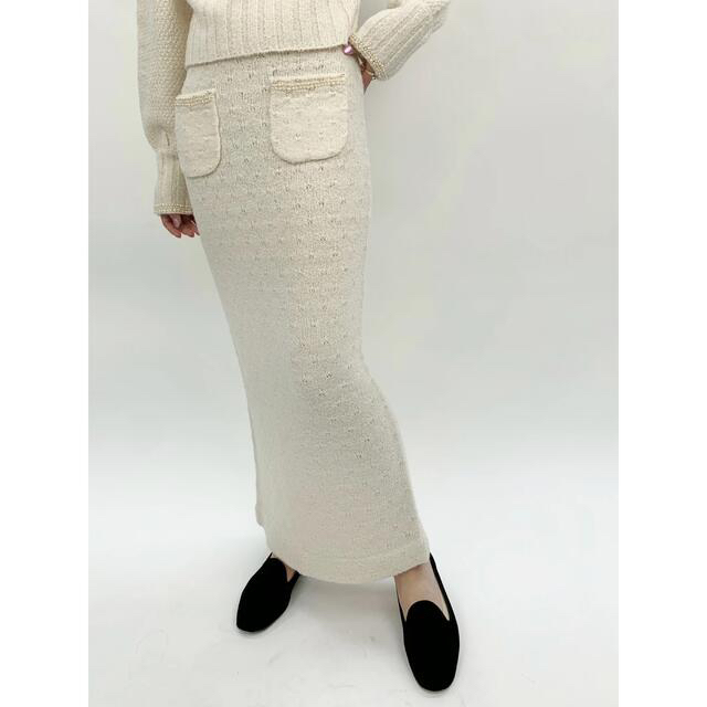 verybrain pearl knit skirt ivory